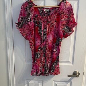 Dress Barn Pink Paisley Women's Top, Plus size 1X